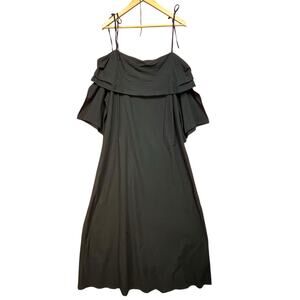 Soft Surroundings Black Cotton Off Shoulder Spaghetti‎ Strap Maxi Dress 1X
